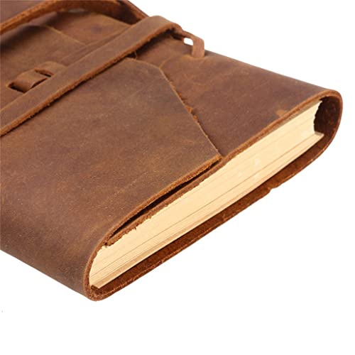 BDYCZ Classic Leather Notebook Antique Diary Journal with Binding Rope for Gift (Brown) (Color : A, Size : One Size)