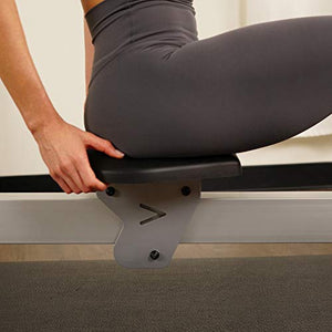 Sunny Health & Fitness Water Rowing Machine Rower w/ LCD Monitor, 265 Max Weight, Adjustable Footpads and Foldable 48" Aluminum Slide Rail - SF-RW5866, Gray