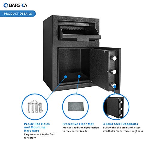 BARSKA Digital Multi-User Keypad Security Depository Drop Safe with Front Load for Cash, Money, Mail, Business, AX13656