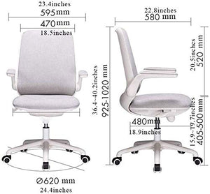 KouRy Ergonomic Office Chair with Smooth Casters, Mid Back, White