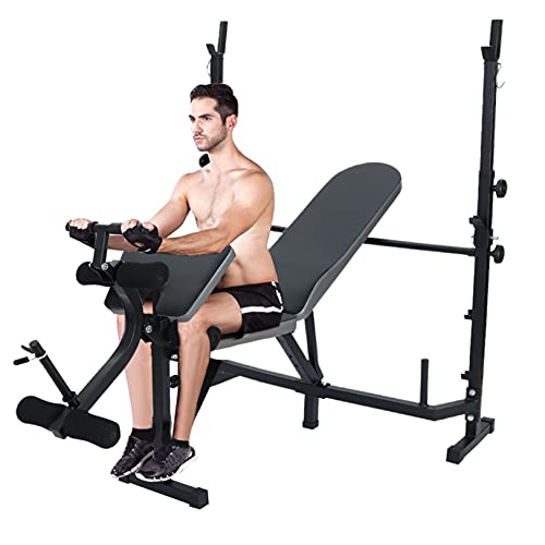 MTDHKX Power Tower Pull Up Bar Dip Station Adjustable Height Strength Training Workout Equipment with Dumbbell Bench for Home Gym