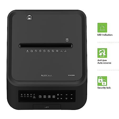 Aurora Commercial Grade 400-Sheet Auto Feed High-Security Micro-Cut Paper Shredder