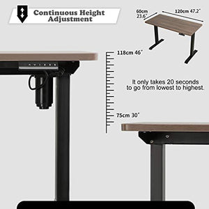 TITISKIN Height Adjustable Electric Standing Desk,47.2X23.6 inches Whole Piece Desktop,3-Stage Home Office Computer Workstation with Heavy Duty Steel Frame & Memory Smart PannelBlack