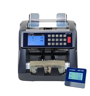 AccuBANKER AB7100 Mixed Bill Value Counter - Bank Business Grade Mixed Denomination Cash Counting Machine W Counterfeit Detection Count Add & Recognize Fake Money Holds 500 Bills Count 1200 Bills/min