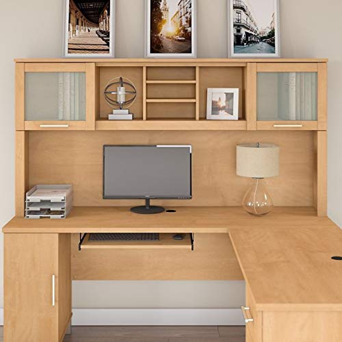 Hutch for L Desk 71" W X 13.7" D X 35.8" H - Maple Cross