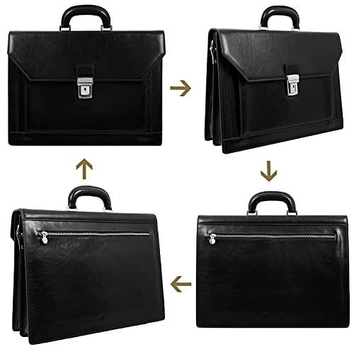 Mens Leather Briefcase Full Grain Leather Laptop Bag up to 17’’ Brown Attache Case - Time Resistance
