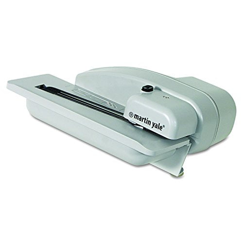 Martin Yale 1628 Desktop Letter Opener with Concealed Blade, Gray, 8"x10-1/2"x4-3/4" Dimensions; Electric Operating Mode; 3000 Envelopes Per Hour; 1" Stack Capacity