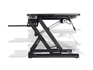 Monoprice Electric Height Adjustable Sit Stand Riser Table Top/Desk Converter - Black | 23.2 x 35.4 Inch Area, Single Monitor - Workstream Collection