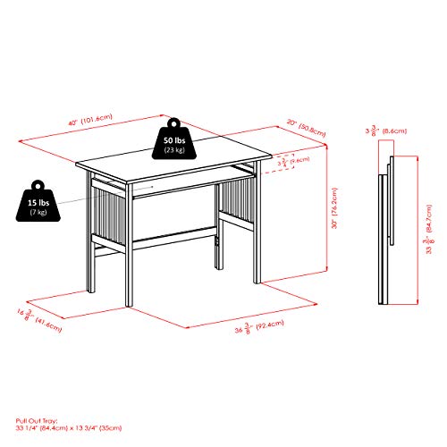 Winsome Wood Mission Home Office, Natural, 40.0 x 20.0 x 30.0