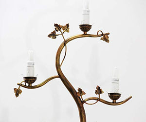Makenier Vintage Tiffany Style Stained Glass 5-Light Parrot Tree Branch Bedroom Living Room Study Floor Lamp