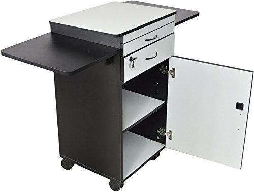 Luxor WPSDD3 Wood Multimedia Workstation Cart, 38 inches High; Durable Black/Gray Laminate Finish