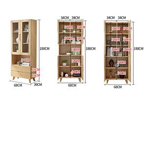 HARAY Glass Door Bookshelf Floor-to-Ceiling Multi-Layer Bookcase (Color: C)