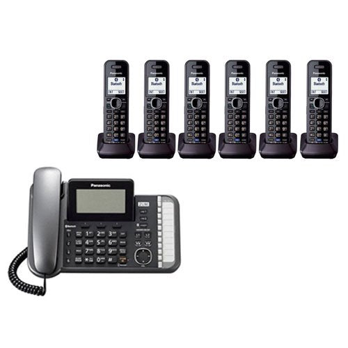 Panasonic KX-TG9582B + 4 KX-TGA950B Corded/Cordless Combination Telephone 2-Line DECT 6.0 System