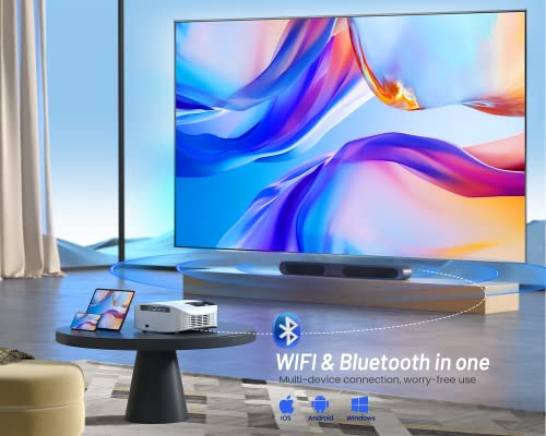 GooDee Full HD 1080P Projector with 5G WiFi, Bluetooth, and 4K Support