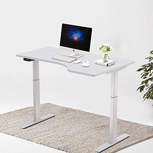Master Massage L-shaped Electric Height Adjustable Right Handed Standing Desk for Home Office Workstation, white top+ white frame, right handed 55''x33''