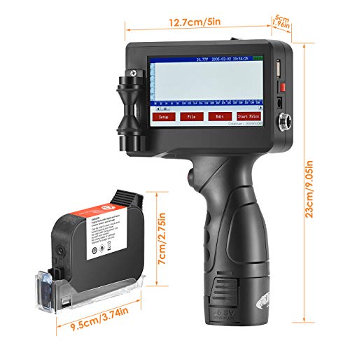 Kacsoo Handheld Inkjet Printer, Smart Portable Quick-Drying with 4.3 Inch Touch Screen, High Definition Label Printer for Trademark, Logo, Label, QR Code Print(Shiped in US, 5-10 Days Delivery)