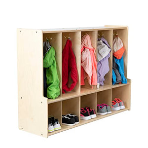 RRI Goods Montessori 5-Section Coat Locker with Bench & Cubby Storage