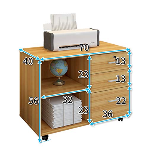 Office Supplies Mobile Wooden Filing Cabinet - Lockable Drawer Portable Storage Cabinet