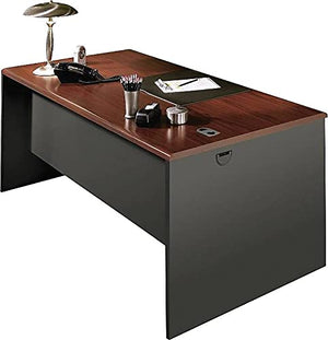 HON 38000 Series Desk Shell, 60w x 30d x 29-1/2h, Mahogany/Charcoal