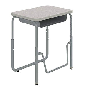 Safco AlphaBetter 2.0 Student Desk with Swinging Footrest Bar, Sit to Stand, 22"-30", Pebble Gray