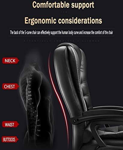 MXSXO Desk Chairs Executive Swivel Computer Chair High Back Ergonomic Design 150kg Load Massage PU Recliner Tilt Mechanism with footrest Used for Home Office Furniture (Color : Khaki)