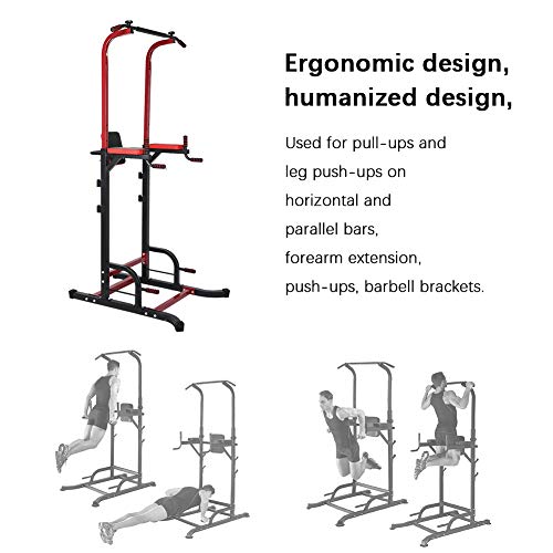 Zerone Power Tower Dip Station Pull Up Bar, Steel Horizontal Bar Pull‑up Trainer for Home Gym Strength Training Fitness Equipment 150 kg