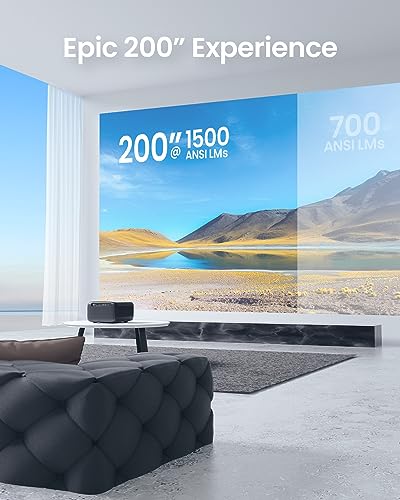 CASIRIS OmniStar L80 4K WiFi Bluetooth Projector, 1500 ANSI Lumen Native 1080P, Auto Focus/Keystone, 2x15W Speakers, 200" Display - iOS/Android/HDMI/USB/TV Stick