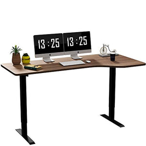 SMAGREHO Height Adjustable Electric Standing Desk for Home Office, 60 x 33 inches Sit Stand Table with MDF Splice Board, Standing Workstation with Memory Controller, Black Frame/French Oak Desktop