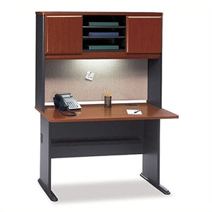 Bush Business Furniture Series A Wood Office Cubicle with Hutch in Hansen Cherry
