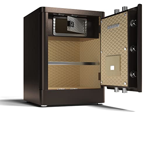 HOLOJOY Biometric Fingerprint Home Safe Box for Money Office Personal Safe with Emergency Key Lock Electronic Keypad Touch Screen Security Money Documents Valuables Safe Box (4 Cubic Feet)