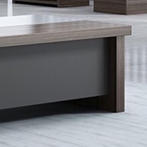 KWOKING Long Executive Desk Brown - Full Assembly Required - Office Furniture 71" L x 63" W x 30" H