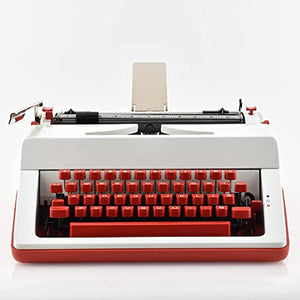 PRABOS Red Vintage Typewriter - Portable Manual Typewriter for Remote Writing - Durable Classic Word Processor
