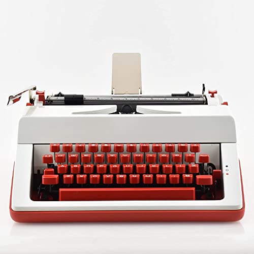 PRABOS Red Vintage Typewriter - Portable Manual Typewriter for Remote Writing - Durable Classic Word Processor