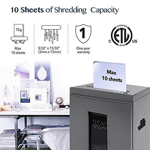 WOLVERINE High Security 10-Sheet Micro Cut Shredder SD9612 - 40 Mins Run Time, 6 Gallon Bin