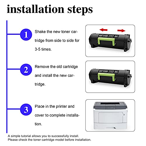 3 Pack Compatible 501H (50F1H00) Toner Cartridge Replacement for Lexmark MS510dn MS610de MS610dn MS610dte MS310dn MS312dn MS315dn MS410dn MS415dn MS610dtn MS610 MS310d Printer Toner Cartridge (Black)