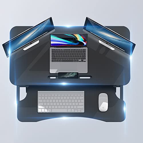 Standing Desk Converter with Keyboard Tray - Height-Adjustable Sit Stand Desktop Riser for Home and Office (B, 72 * 63 * 12-51cm)