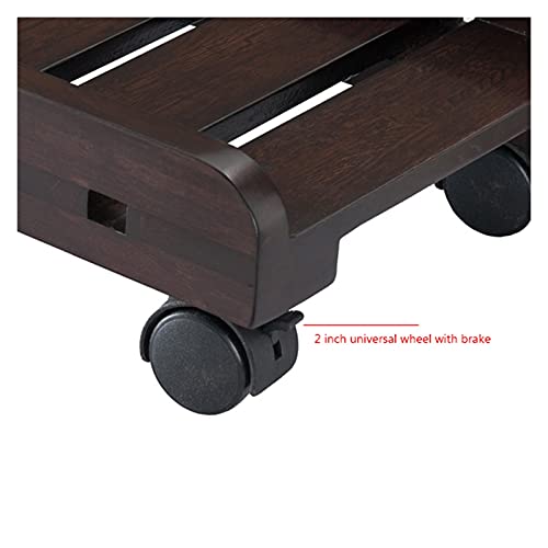 FAXIOAWA CPU Stand Desktop PC Tower Holder Cart with Wheels - Brown, Small