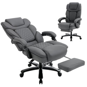 Comermax Ergonomic Reclining Office Chair with Lumbar Support & Footrest - Grey, 400lbs