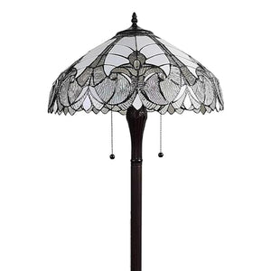 Amora Tiffany Style Floor Lamp - 62” Floral Mahogany Stained Glass