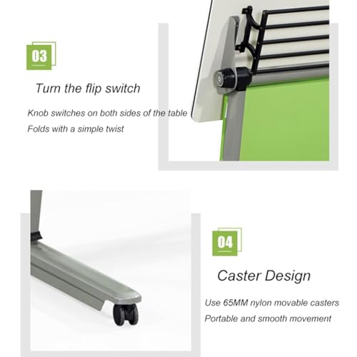 NeAFP Foldable Computer Desk with Lockable Wheels and Storage Layer