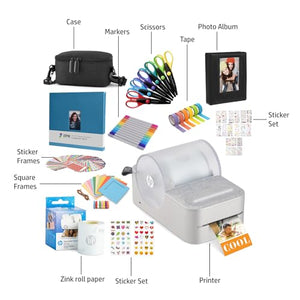 HP Sprocket Panorama Portable Color Label & Photo Printer Bundle