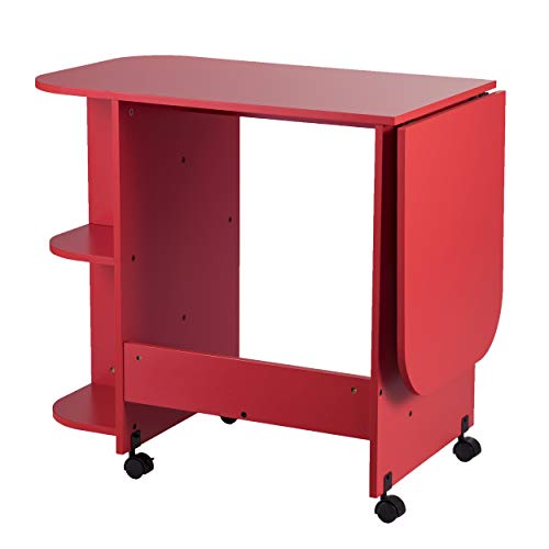 Southern Enterprises Expandable Rolling Sewing Station Craft Table, Red
