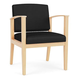 Lesro Amherst Wood Reception Guest Chair in Natural/Castillo Black