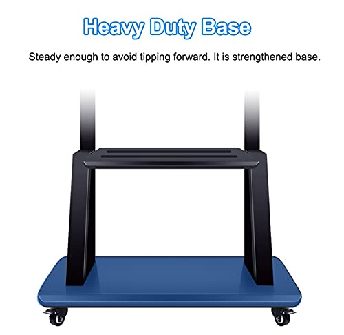 Generic Mobile TV Stand with Wheels & Av Shelf - Heavy Duty Black, Adjustable Height - Fits 32-75 Inch TV