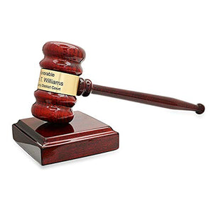 Engraved Gavel and Block Set | Judge's Personalized Gavel Engraved with Custom Message | Judge Gavel in Rosewood with Customized Brass Plaque - by Executive Gift Shoppe