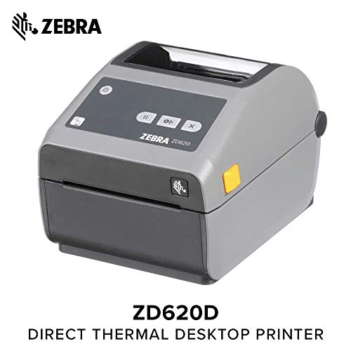 Zebra - ZD620d Direct Thermal Desktop Printer for Labels and Barcodes - Print Width 4 in - 203 dpi - Interface: Ethernet, Serial, USB - ZD62042-D01F00EZ (Renewed)
