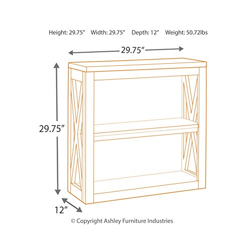 Ashley Furniture Signature Design - Bolanburg Medium Bookcase - Casual - 2 Shelves - Weathered Oak/Antique White Finish