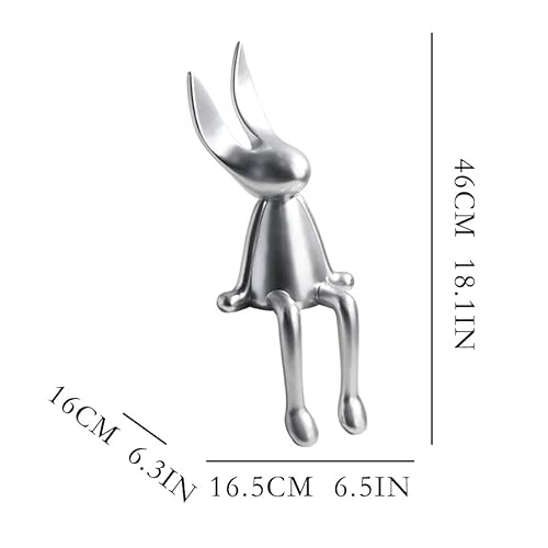 BinOxy Silver Rabbit Sitting Posture Statue Decor (Size B)