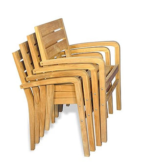 GOLDENTEAK Teak Stacking Chair Set of 4 - Chilmark Collection