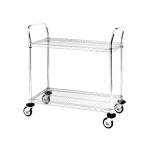 METRO Stainless Steel Wire Utility Cart, 2 Shelves, 375 lbs Capacity, 24"x18"x38